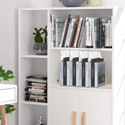 Boocalny 2 Pack Magazine File Holder, Clear Plastic A4 Vertical File Organizer with Handle, Desk Organizer Magazine Document Rack, Slim Vertical Folder Bin for Home Office School Supplies