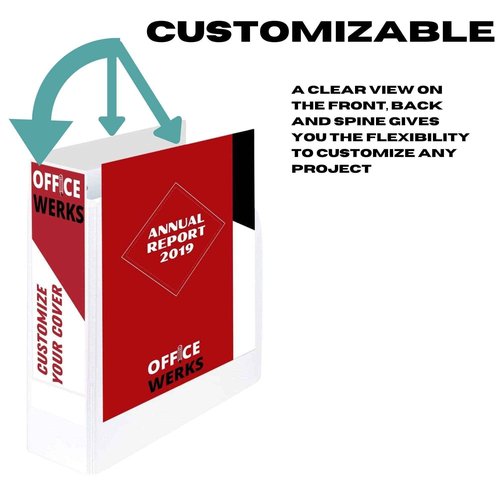 3 Ring Binder, Professional Angle D Ring 4 Inch, Presentation Folder for Standard Pages 8.5 x 11 with Pockets, Crystal Clear View White (4 Pack)