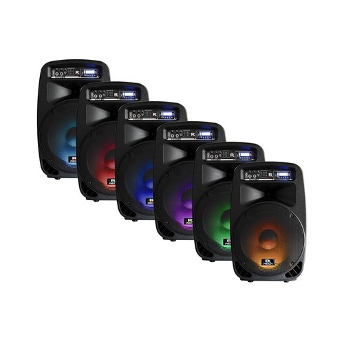 PRORECK Dance 12 Portable 12-Inch 1000 Watts 2-Way Powered PA Speaker System Combo Set with Bluetooth/USB/SD Card Reader/FM Radio/Remote Control/Speaker Stand for Party DJ Wedding Meeting