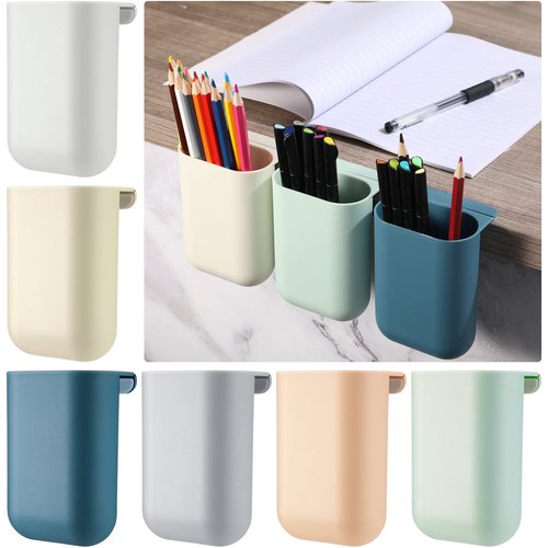 6 Pcs Adhesive Pencil Holders for Desk Attachable Deskside Pen Holder Computer Monitor Desktop Pencil Organizer Space Saving Universal for Home Office Essentials Teacher Supplies School Dorm Rooms