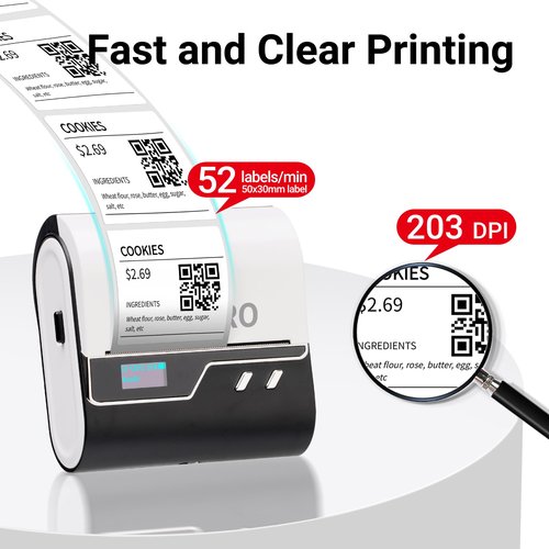 ORGBRO Z3 Label Maker Machine with Tape, 3 Inch Bluetooth Thermal Label Printer, Portable Sticker Printer for Small Business, Office, Home Organization, Barcode, Address, Compatible with Phones & PC