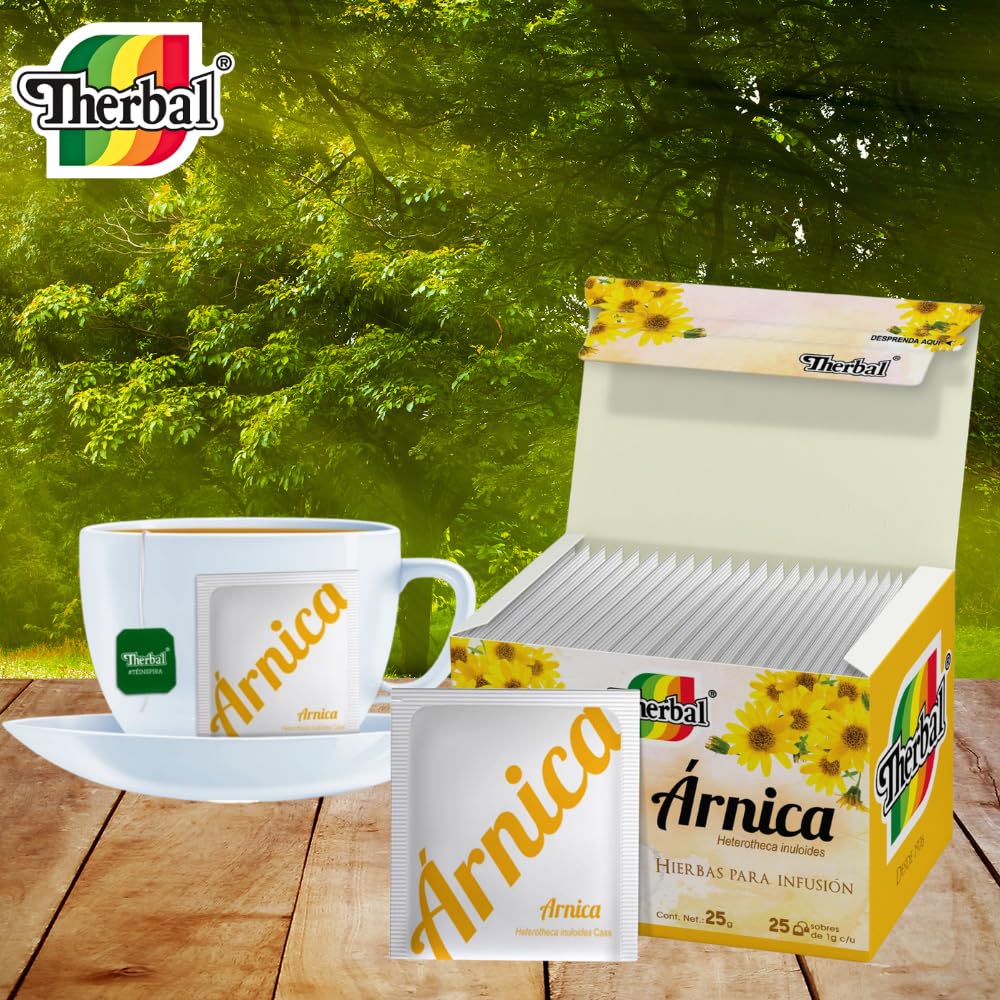 Therbal Árnica Herbal Tea – 25 Tea Bags – 100% Natural Infusion – Caffeine-Free – Heterotheca Inuloides – Aromatic Herbal Blend
