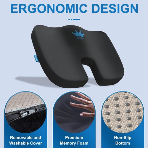 QUTOOL Lumbar Support Pillow and Seat Cushion for Office Chair