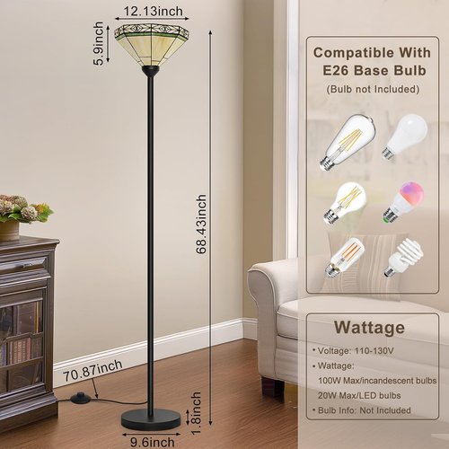 Seaside Village Tiffany Floor Lamp & Arc Floor Lamp Set - Elegant Lighting for Any Room