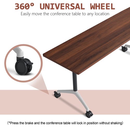 EIELIZ Conference Room Tables, Folding Conference Table, Rectangle Meeting Seminar Table for Conference Room Office Classroom (2, Walnut, 55.1in)