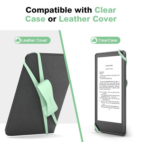 2 Pack Comfortable Hand Strap for Kindle and Tablets, Kindle Accessories for Reading in Bed, Secure and Lightweight Grip Holder for 4.7-8" Tablet/Paperwhite/Kobo/Oasis/E-Book/Phone (Matcha)