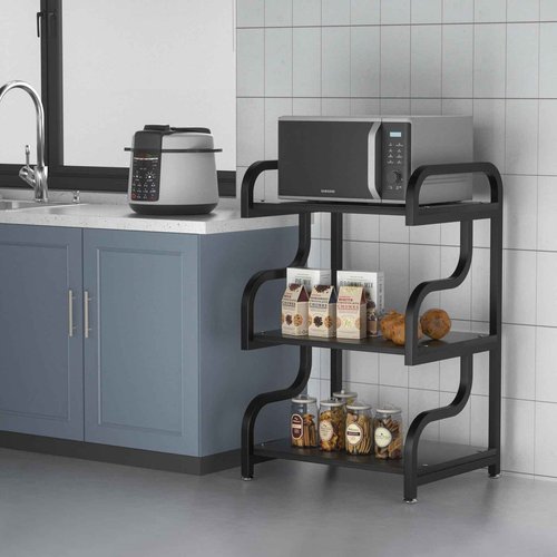 URLINE Printer Stand, 3-Tier Large Printer Stand, Durable Materials and Ample Storage Space,Printer Table for Home Office Organization,Black