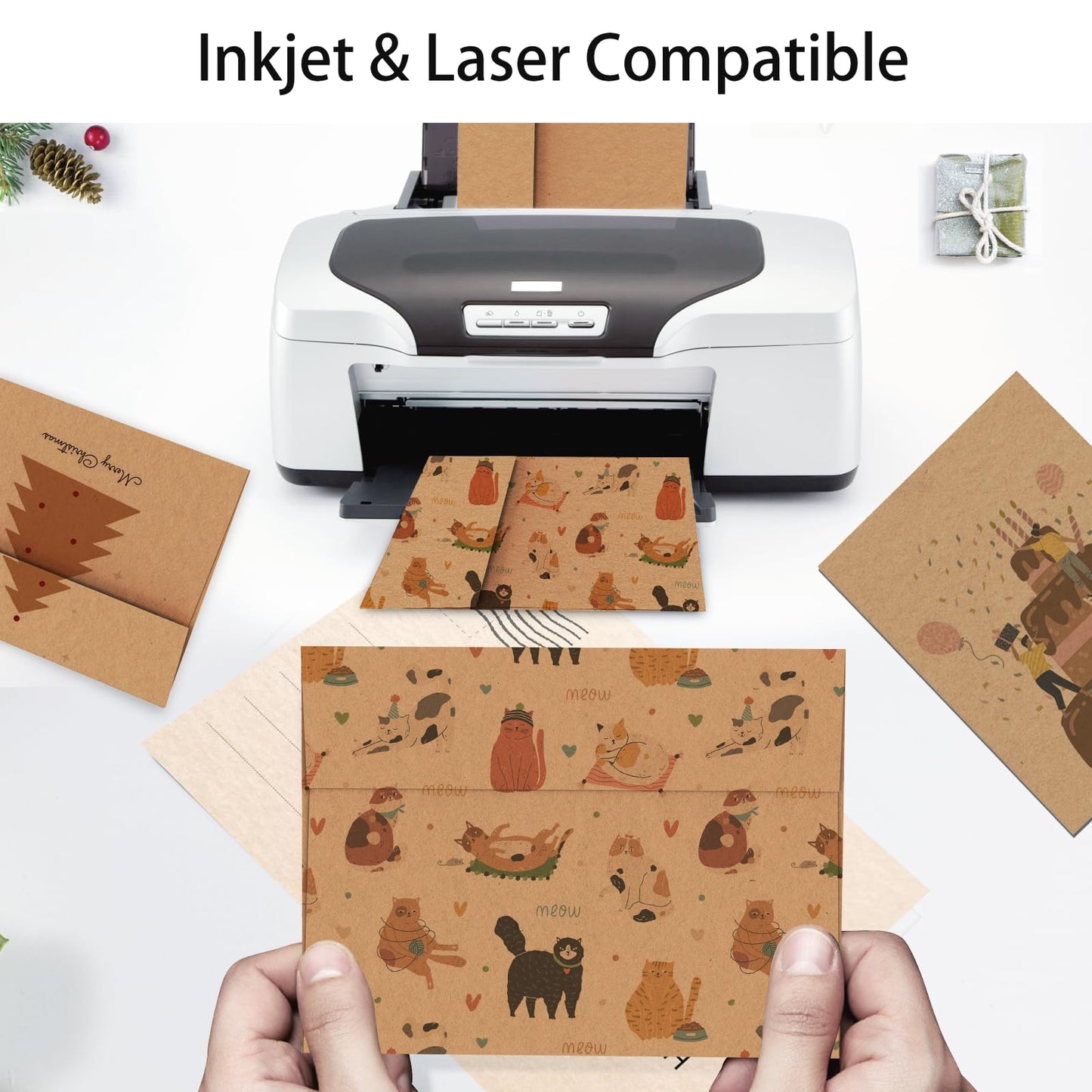 A2 Brown Kraft Envelopes 100 Pack, Goefun 4.375 x 5.75 Printable Greeting Card Envelopes Self Seal for Card Making, Photos, Invitations, Weddings, Graduation, Baby Shower, 120 GSM