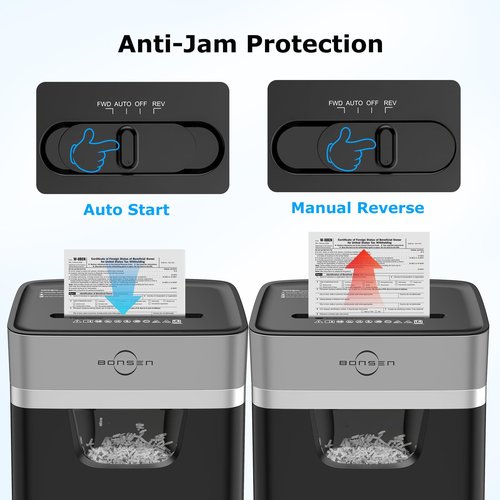 BONSEN 14-Sheet Paper Shredder for Home Office, Heavy Duty Cross Cut Shredder with 5.3 Gal Pullout Bin, Quiet Shredder for CDs/Credit Card/Staple, P-4 Security, Anti-Jam System
