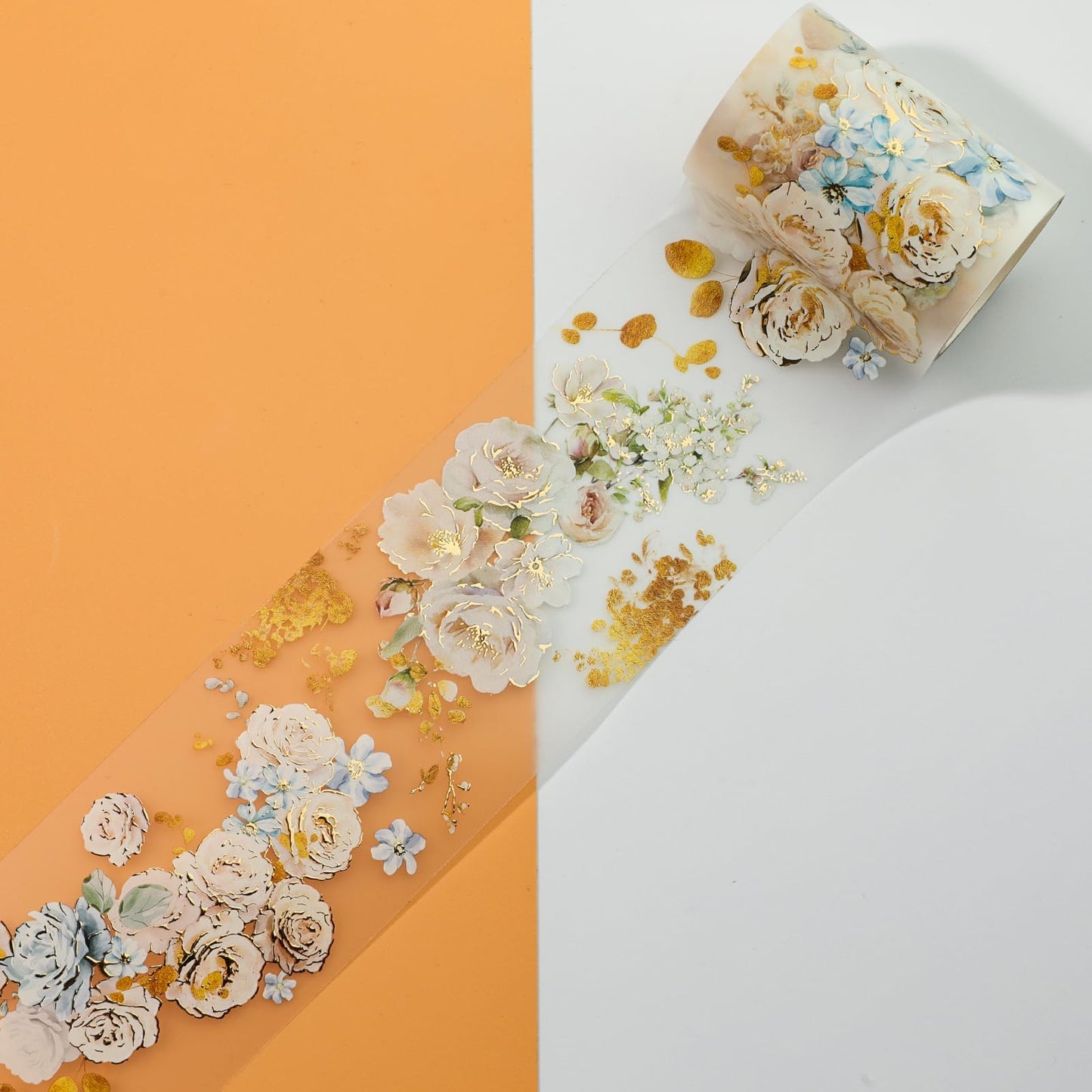 Cratey Floral PET Washi Tape Set - 6 Roll Wide PET Tape for Scrapbook Supplies,Character Decorative Girls Sticker,Flower Stickers, Bullet Journals Materials,Planner Arts Craft Collage