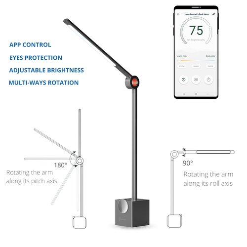 LINKSTYLE Ligoe Smart Desk Lamp for Home Office, Minimalist Premium Design LED Desk Lights for Reading, Table Lamp for Bedroom Bedside Night Stand, APP Controls, Adjustable Settings, Eye Protection