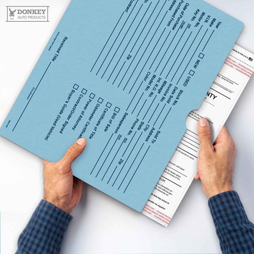 Printed Vehicle Deal Envelopes 9x12 Deal Jackets (100 shrink wrapped) (Blue)