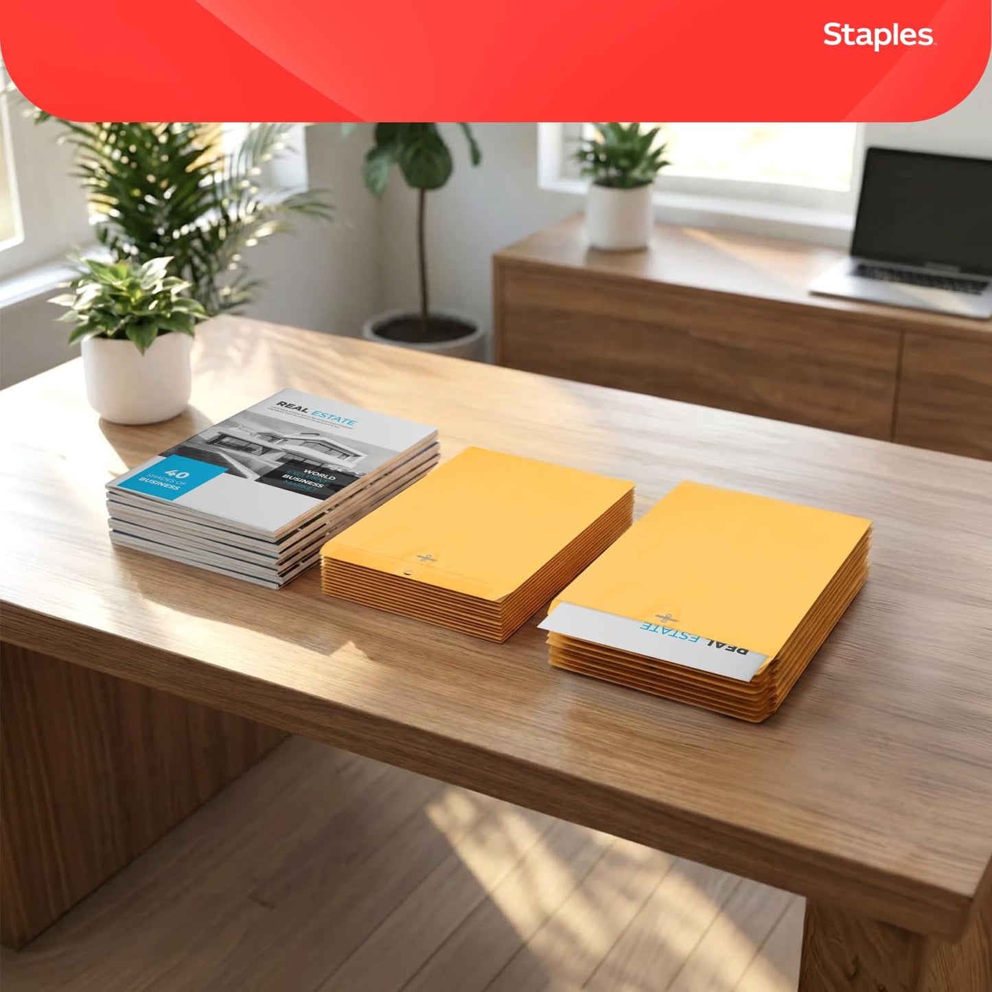Staples 9 x 12 Kraft Clasp & Moistenable Envelopes, Brown Manila, Heavyweight Document Mailers with Metal Clasp, 100/Box