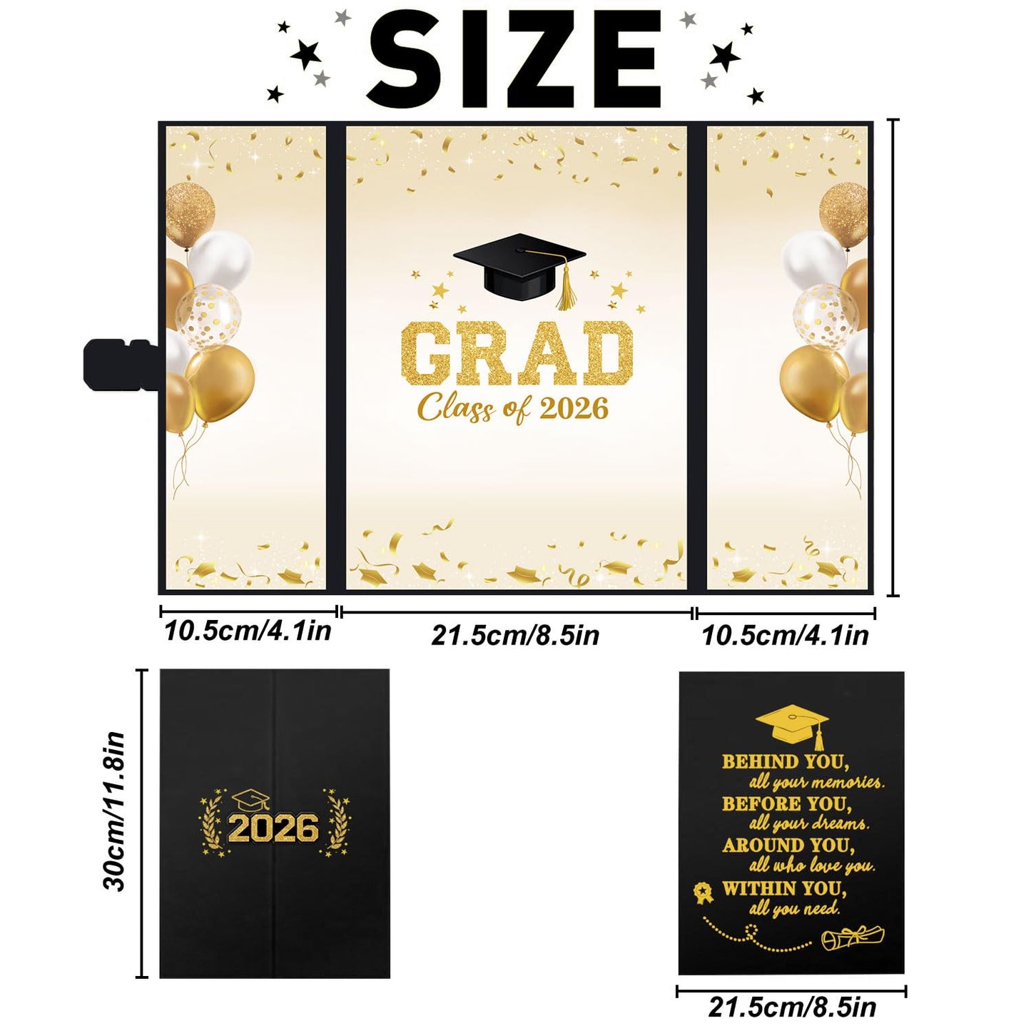 QIYANPAX 2026 Graduation Guest Book Alternative, Black and Gold Graduation Decorations Class of 2026, Graduation Signature Book, Congrats Grad Sign in Board, Graduation Gifts for Her Him