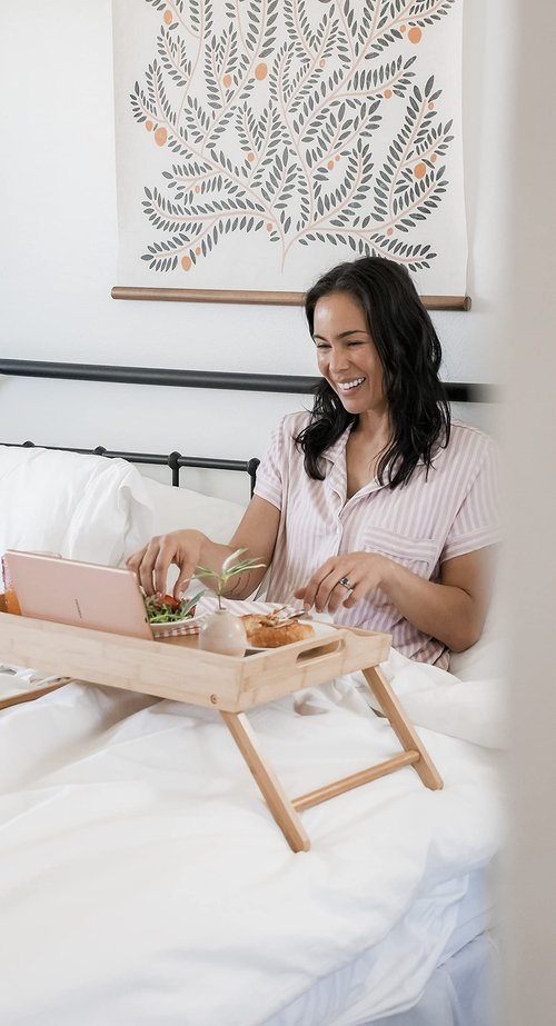 ROSSIE Home Extra Large Bamboo Bed Tray, Lap Tray, Lap Desk with Phone Holder - Fits up to 17.3 Inch Laptops and Most Tablets - Natural - Style No. 78127