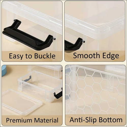 LATEEFAH Pencil Case, 4 Pack Plastic Pencil Box Clear Marker Organizer Storage Containers with Lids, Extra Large Stackable Storage Boxes for Crafts, Home, Office Supplies