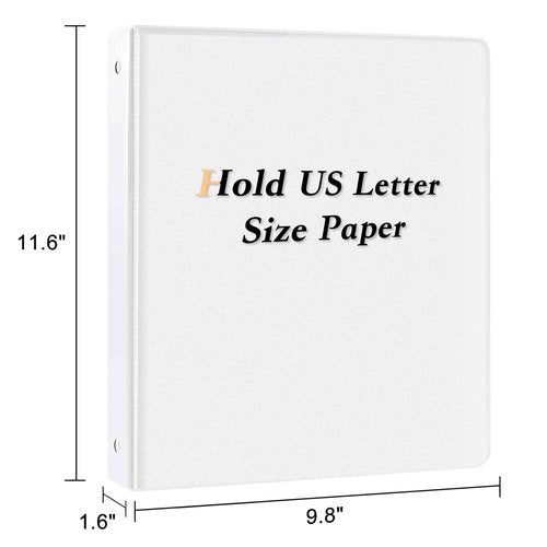 CIXILDTS 1-inch Round Ring Binder, Standard 3 Ring Binder Fit Letter Size Paper, Presentation View Binders, White,12-Pack