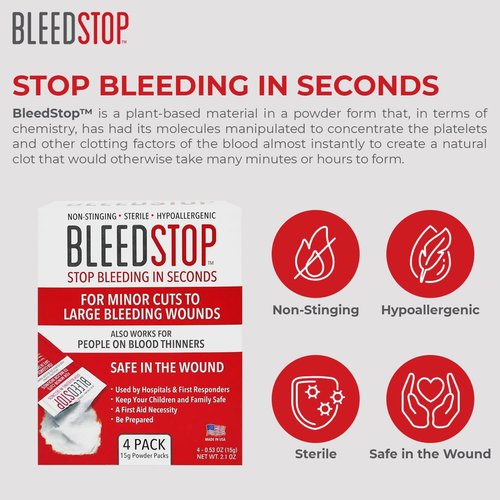 BleedStop™ First Aid Powder - Rapid Blood Clotting Solution for Severe Wounds | 5 Pack (15g)