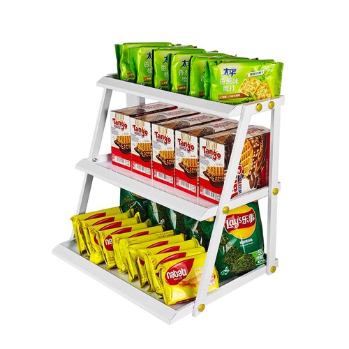 CozyNova 3 tier candy display - Snack holder with snack holder - Multi-functional counter snack and chip holder for stores - Cupcake display stand (White)