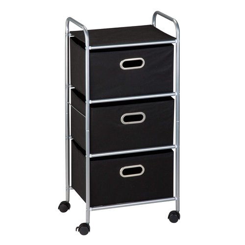 Honey-Can-Do 3 Drawer Rolling Cart - Blk CRT-02184 Black, 11.5"D x 16.13"W x 35.5"H