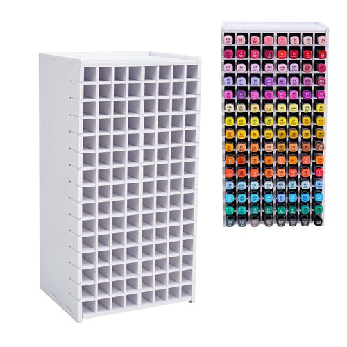 SANFURNEY Art Marker Storage Rack for 120 Markers, Watercolour Brushes Pens Color Pencils Organizer Holder for Desk
