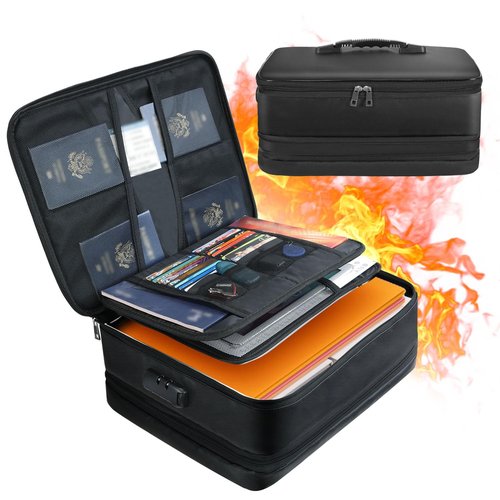 TYLIN Expandable Fireproof Document Box，Large Capacity File Organizer, Fire Proof Safe For Home,Document Organizer Box with Lock,Multi-Layer Portable Home Travel Safe Storage Case for Files,Cash