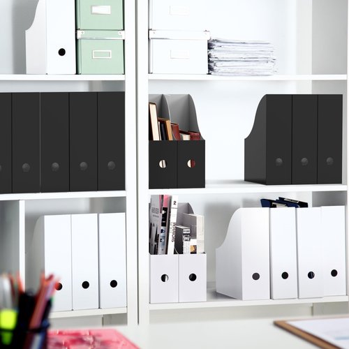 Simple Houseware 12-Pack Magazine File Holder Box, Foldable Cardboard Organizer, Black