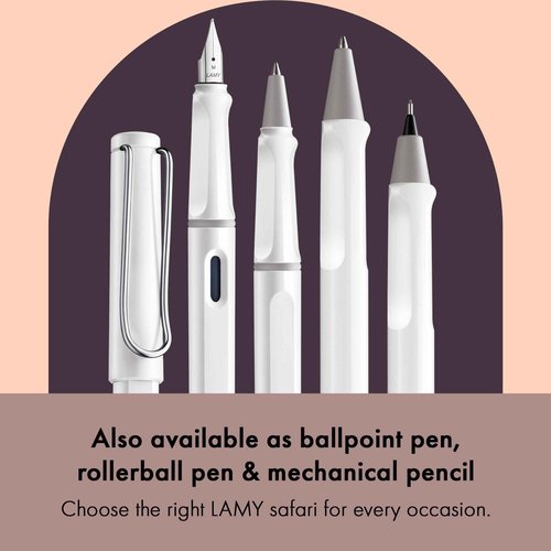 LAMY safari white - Fountain Pen with ergonomic grip & polished steel nib in size M - ideal for any Writing & Calligraphy - including LAMY T 10 blue cartridge - Right-Handed