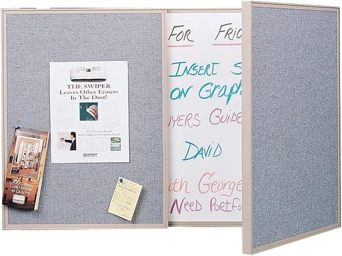 Ghent VisuALL Bulletin Board - Gray Fabric with Non-Magnetic Whiteboard Interior | 41302