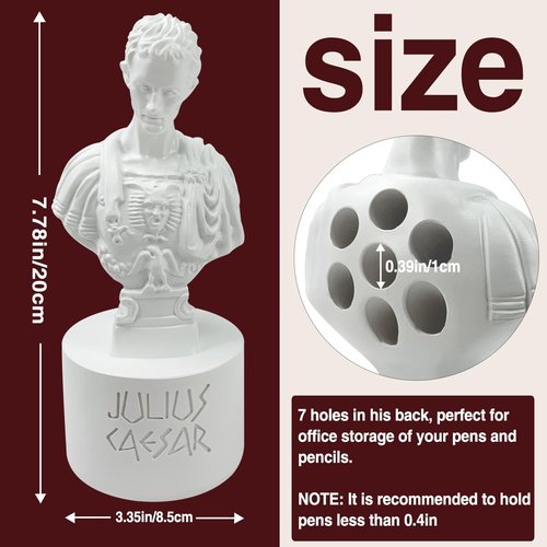 arknato Julius Caesar Pencil Holder Fun Caesar Pen Holder for Desk Teacher Office Organizers Stationary for History Teacher Ides of March