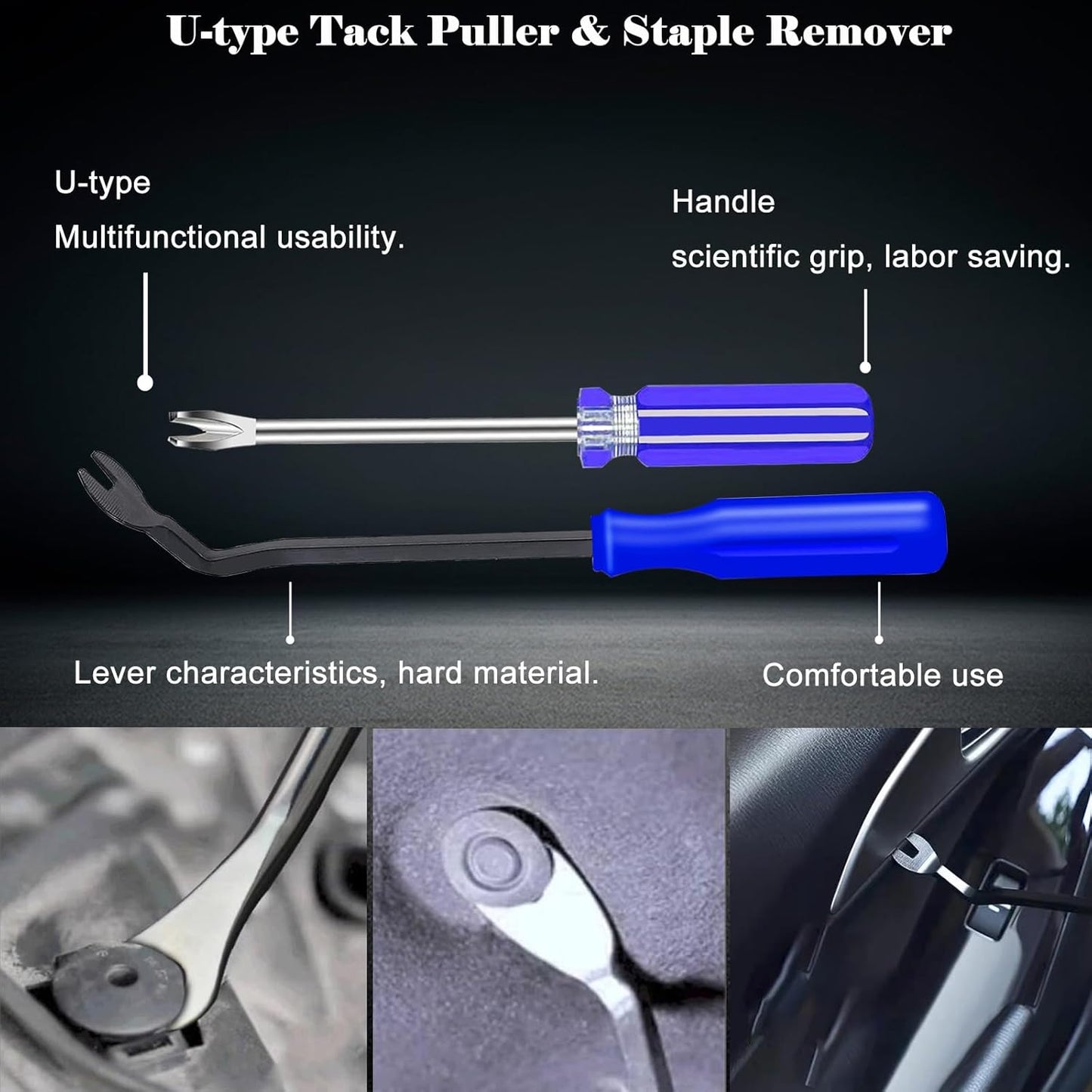 Skiennix Upholstery Staple Remover Tool Set - 4 Pcs Including V Tip & U Tip Tack Pullers, Nail Remover