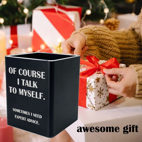 Vowcarol Engineer Gift Funny Pen Pencil Holder Metal Pen Cup Desk Decor- Black