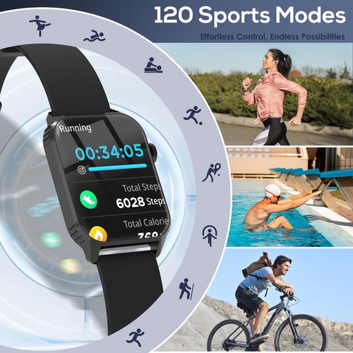 TRAUSI Smart Watch for Men, 1.83" HD Smartwatch with 80 Sports Modes, Heart Rate/Sleep Monitor, IPX5 Waterproof, Bluetooth Call & Music Control for iPhone/Android