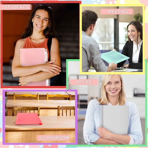 Lyrow 96 Pack Plastic Folders with Pockets and Prongs with Fasteners 8 Colors 3 Prong Bulk Folders for Business Office School Supplies