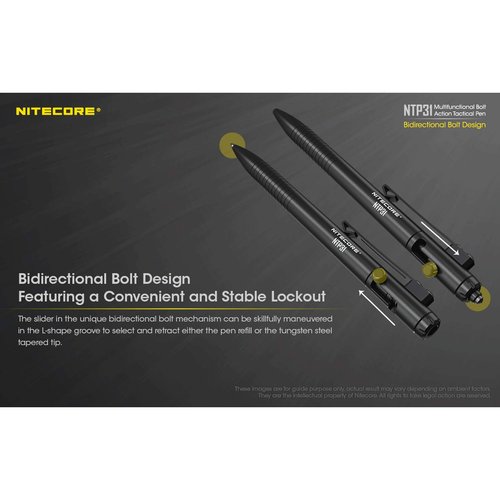Nitecore NTP31 Bolt Action Tactical Pen with Tungsten Steel Glass Breaker with NitecoreSt Sticker