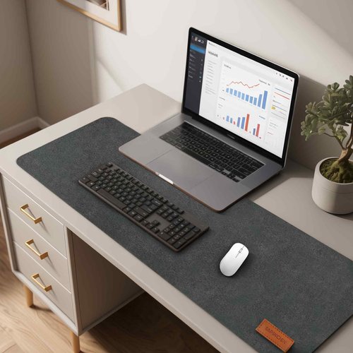 Large Felt Desk Pad | Felt Desk Protector | Full Desk Mouse & Keyboard Mat | Computer Desk Mat - 36×16 Inch Workspace Protector(Black)
