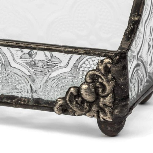 J Devlin Glass Art Stained Glass Business Card Holder – CRD 104 – Handcrafted Desk Accessory for Office, Reception, or Home Workspace – Decorative Glass Card Display Stand