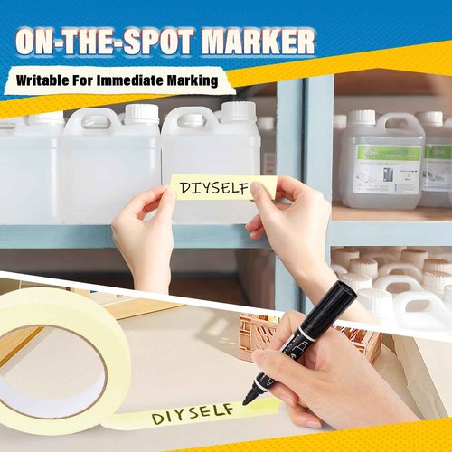 DIYSELF 10 Pack Masking Tape, Painters Tape 2 Inch Wide, 10 Rolls × 2" × 60 Yds, Beige White Painter Tape for Walls, Trim, Baseboards, Furniture & Cabinets, Masking Tape Bulk, No Residue Easy Tear