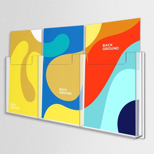 Sherr 1 Pc Acrylic Brochure Holder Wall Mount, 8.5 x 11 Inches Clear Hanging Flyer Display Holder Plastic Pamphlet Stand for Magazine, Booklet, Bookmark (Three-slot)