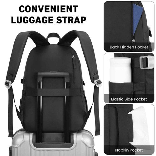 WINDARS Backpack for School Girls, Cute High School Backpacks for Teens Women Student Large Bookbag 15.6 Inch Laptop Bag with USB Charger Port for College Work Travel Trip (Black)