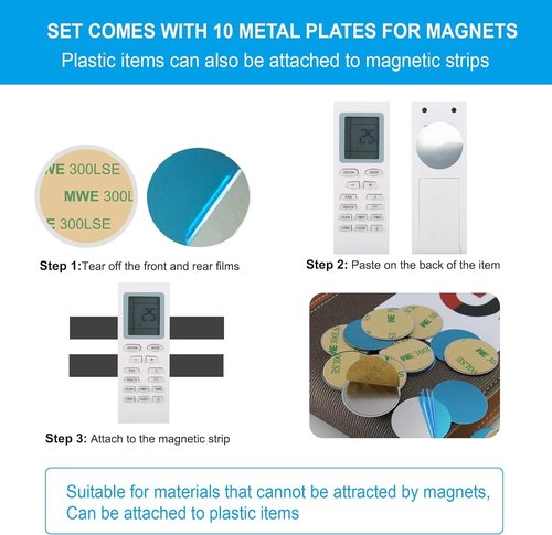 Magnetic Strips Tape by [Brand Name] - Heavy Duty Adhesive Backing with 10 Metal Stickers for Strong Wall Holders