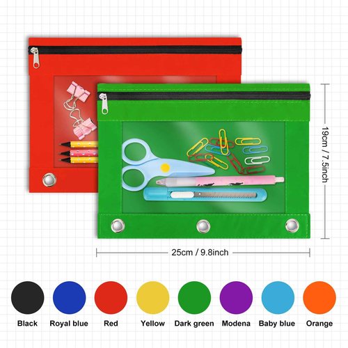 IKAYAS 40Pcs Colorful Pencil Pouch for 3 Ring Binder, 3 Ring Binder Pencil Pouch Bags for Classroom, Bulk Pencil Case Pencil Box