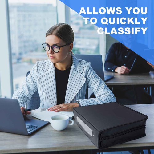 Henoyso 2 Pcs Fireproof 3 Ring Binder with Zipper, 3 Inch D Rings Hold up 650 Sheets of 8.5 x 11 Document Organizer Business Portfolio with Zipper with Built in Net and Pen Holder