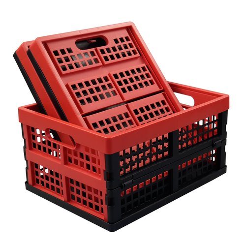 Yuright 3 Packs Small Folding Milk Crate, 16 Quart Collapsible Storage Crate, R