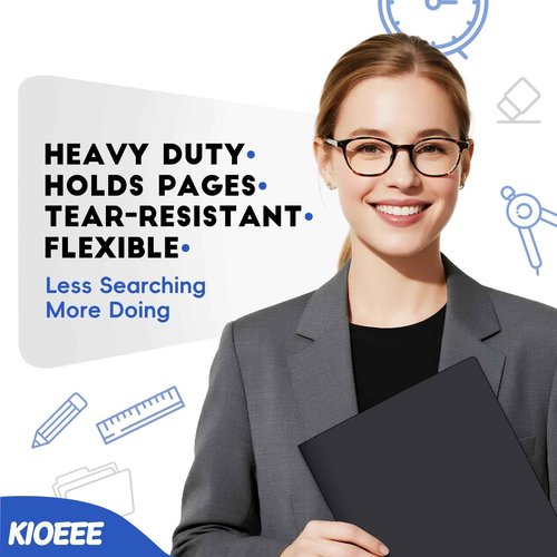 Kioeee Plastic Folders with Pockets (96 Pack), Heavy Duty Plastic Folders with 2 Pocket and Business Card Slot. Fit Letter Size Paper, Black for School