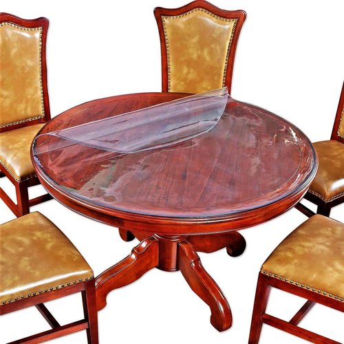 Large Clear Round Dining Table Protector Wood Furniture Tabletop Protective Cover Clear Plastic Tablecloth Round Soft Glass Desk Topper Chair Cursions Mat Pads Eco Polyester PVC Vinyl 39 Inch Diameter