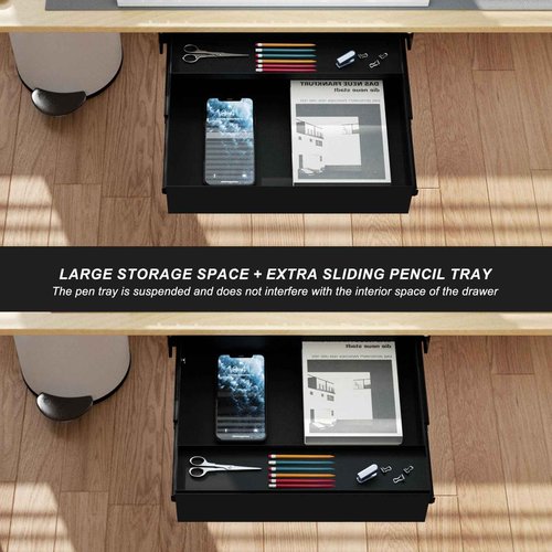 Gaxomo Under Desk Drawer (22.6''x10''x2.8'') with Sliding Pencil Tray, Office Desk Drawer Attachment, Extra Storage Organizer