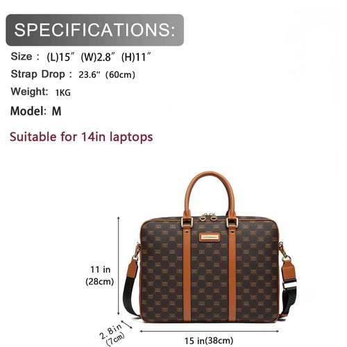 Malirona Laptop Bag Briefcase for Men Women Messenger Shoulder Bag Travel Crossbody Purse Business Bag for 15inch Laptop (Beige, 14inch)