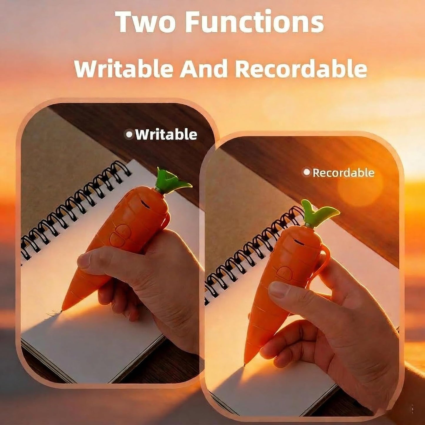 Skiennix Carrot Pen Recorder - Cute Voice Recording Device for Kids | Recordable Birthday Gift (1PC)