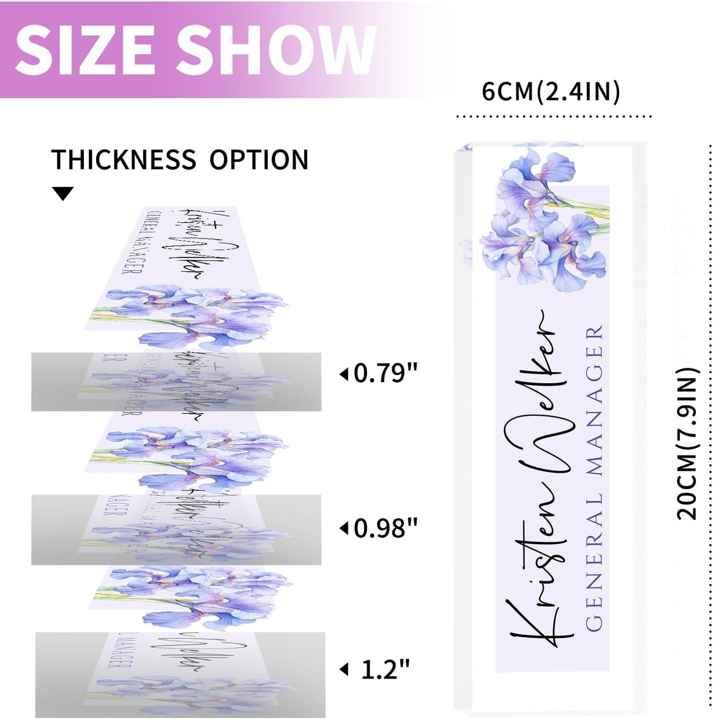 Skiennix Personalized Desk Name Plate - Custom Office Decor Gift for Teachers & Coworkers | Purple Orchids